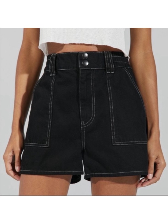 BDG Pants - BDG Black High-Waisted Jean Shorts with Contrast Stitching